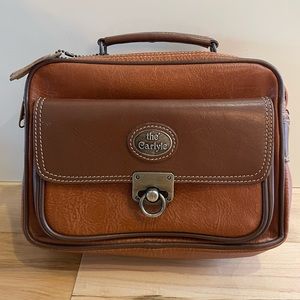 Faux Leather trunk style Satchel, or Crossbody bag. Brown, Large Compartments